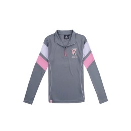 Design half-chest zipper women's horse racing training suit Custom-made women's gray horse racing training suit Sleeve color matching design Printed logo International Invitational Equestrian Australia P1498 Design half-chest zipper women's horse racing training suit Custom-made women's gray horse racing training suit Sleeve color matching design Printed logo International Invitational Equestrian Australia P1498